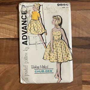 1950s 1960s Advance 9850 Girl's Dress & Jacket Sewing Pattern 33 Chest